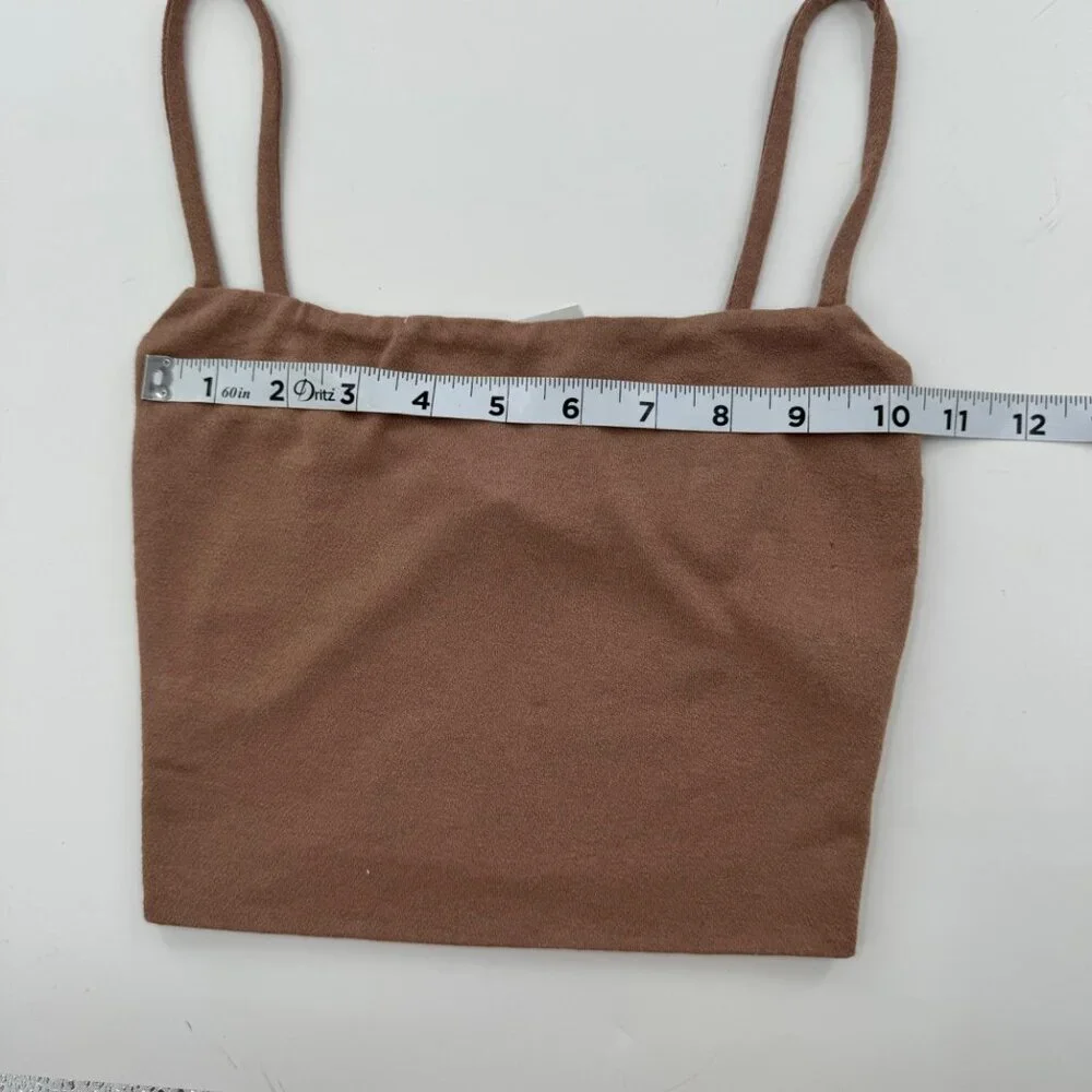 NWT - Naked Wardrobe Brown Spaghetti Strap Crop Top XS Viscose/Spandex - Picture 6 of 7